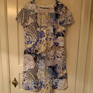 Blue/Yellow Floral Pattern Talbot Dress Sz 14